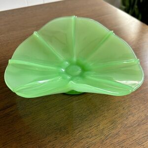 Vintage Fenton Jade Green Jadeite Banana Bowl Ribbed Ray Design